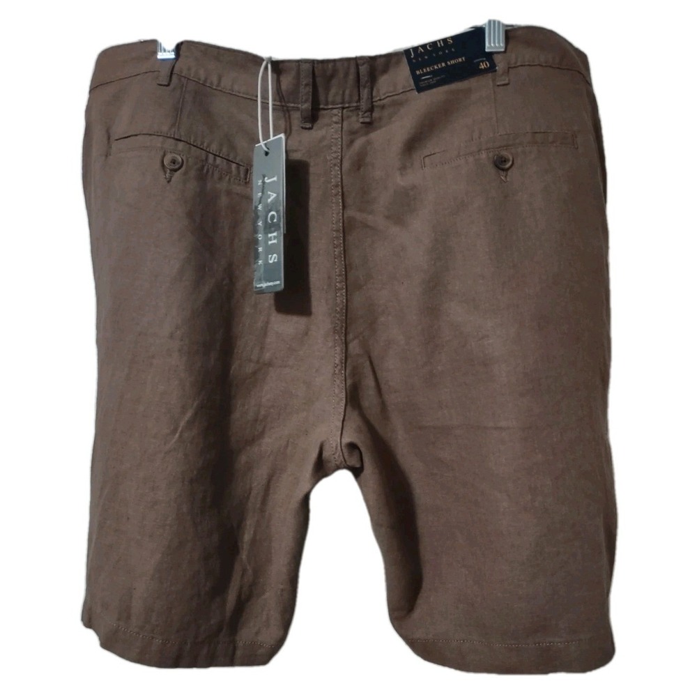 Jachs New York Bleeker Shorts Men's 40  Linen Viscose 9" Inseam  Brown  Pockets